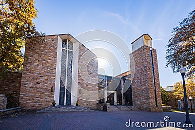 Sunny view of the beautiful campus of The University of Tulsa Editorial Stock Photo