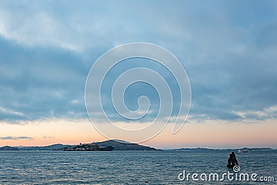 Sunny view of the building of Alcatraz Island Editorial Stock Photo