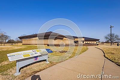 Sunny view of the Cahokia Mounds Museum Society Editorial Stock Photo