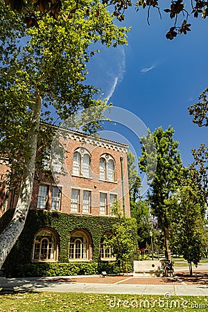 Sunny view of the campus of the University of Southern California Editorial Stock Photo