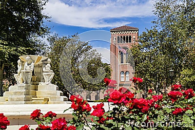 Sunny view of the campus of the University of Southern California Editorial Stock Photo