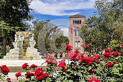 Sunny view of the campus of the University of Southern California Editorial Stock Photo