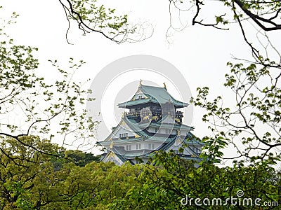 Sunny view of the famous Osaka Castle Editorial Stock Photo