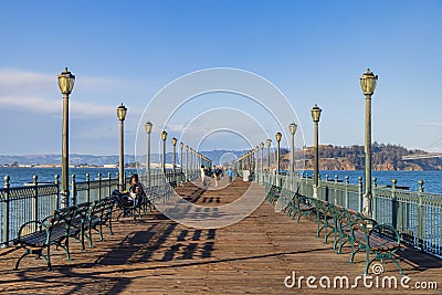 Sunny view of The landscape of Pier 7 Vista Editorial Stock Photo