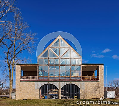 Sunny view of the Lewis and Clark Boat House and Museum Editorial Stock Photo
