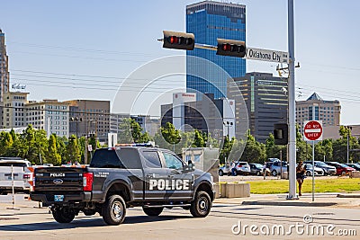 Sunny view of the police force supporting Oklahoma City Pride Pridefest parade Editorial Stock Photo