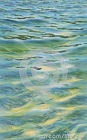 Sunny water with transparent waves watercolor background Cartoon Illustration