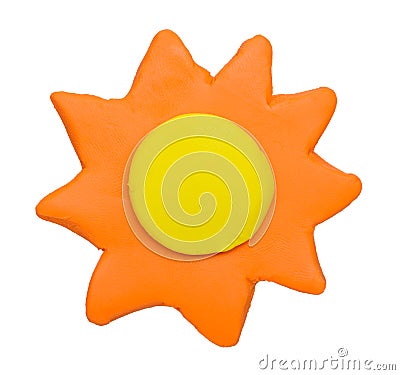 Sunny weather forecast icon symbol plasticine clay Stock Photo