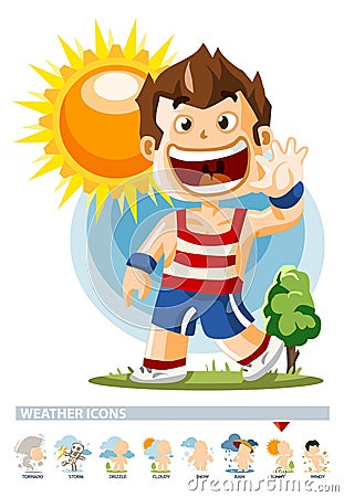 Sunny. Weather Icon Cartoon Illustration