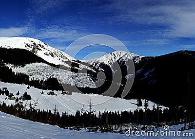 Sunny winter day in Giant mountains (panoram) Stock Photo