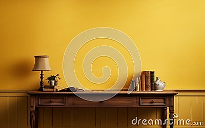 Sunny Yellow Background Accentuates Wall Credence -Generative Ai Stock Photo