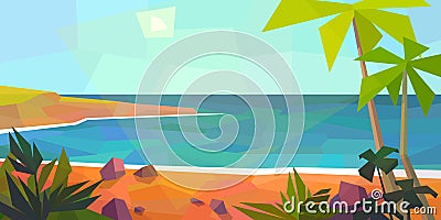 Low poly tropical island Vector Illustration