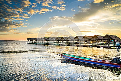 Sunries at Beach Pavilion in Ubon Ratchathani. Stock Photo