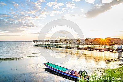 Sunries at Beach Pavilion in Ubon Ratchathani. Stock Photo