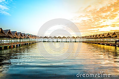 Sunries at Beach Pavilion in Ubon Ratchathani. Stock Photo