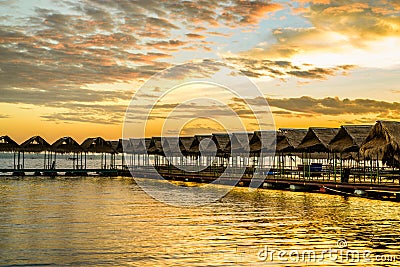 Sunries at Beach Pavilion in Ubon Ratchathani. Stock Photo