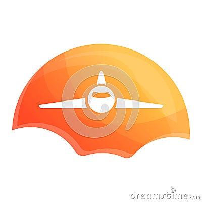 Sunrise air plane icon, cartoon style Vector Illustration