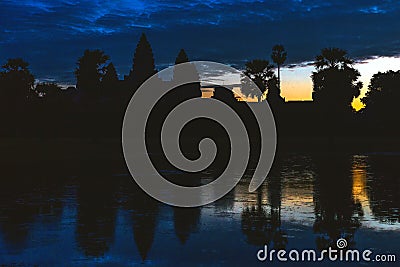 Sunrise at Angkor Wat Temple. Twillings time. Cambodia Stock Photo