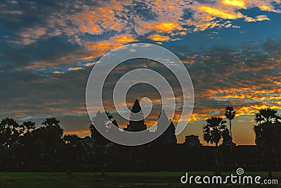 Sunrise at Angkor Wat Temple. Twillings time. Cambodia Stock Photo