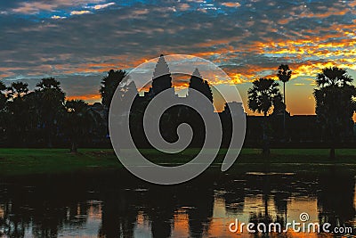 Sunrise at Angkor Wat Temple. Twillings time. Cambodia Stock Photo