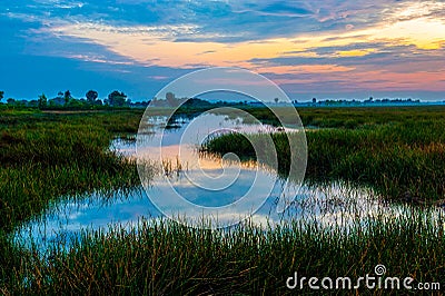 Sunrise at Anlung Pring Protected Landscape Stock Photo