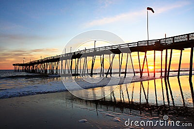 Sunrise at the Avalon Pier Stock Photo