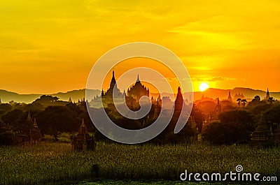 Sunrise of bagan pagoda Stock Photo