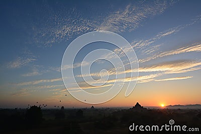 Sunrise in Bagan, at Shwesandaw Pagoda Stock Photo