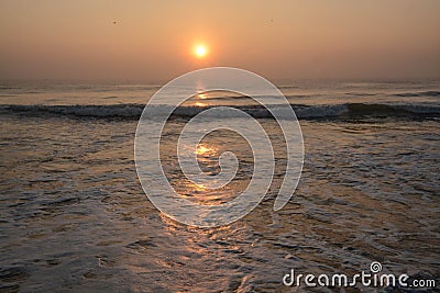 Sunrise On The Bay Of Bengal In Southeast India Stock Photo