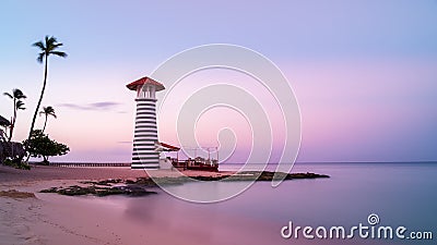 Sunrise at Bayahibe beach with smooth water, La Romana, Dominican republic Stock Photo