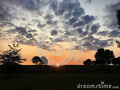 Sunrise behind the Zeewolde Stock Photo