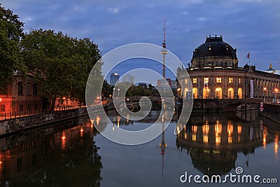 Sunrise in Berlin with the famous museum isle and the TV tower Editorial Stock Photo