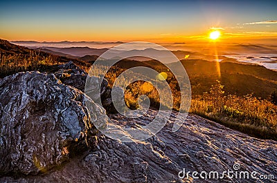 Sunrise, Black Balsam Blad, blue Ridge Parkway Stock Photo