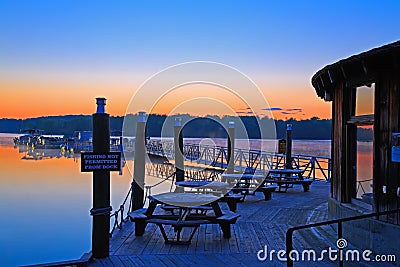 Sunrise at the Boat Dock Stock Photo