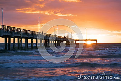 Sunrise at Bob Hall Pier Stock Photo