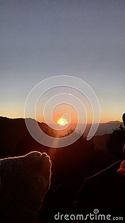 Sunrise in bromo mountain Stock Photo