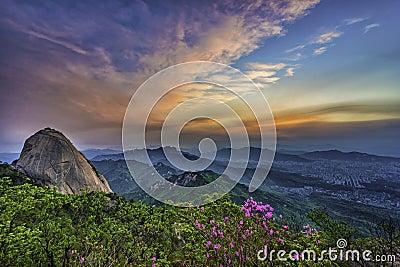 Sunrise on The Bukhansan National park South Korea Stock Photo