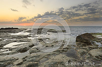 Sunrise at Cabo Cervera in Torrevieja, Alicante province in Spain Stock Photo