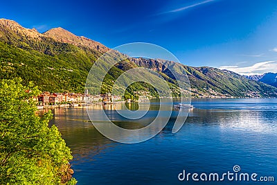 Sunrise in Cannero riviera village, Lake Maggiore, Verbania, Piedmont, Italy Stock Photo