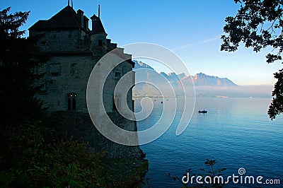 Sunrise at Chateau Chillon Editorial Stock Photo