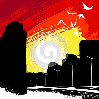 Sunrise city vector Vector Illustration