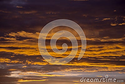 Sunrise clouds and mountains in Guatemala, dramatic sky with striking colors. Stock Photo