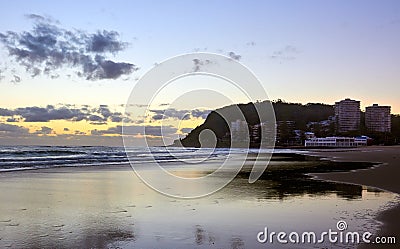 Sunrise coastal view of Burleigh Heads Beach Stock Photo