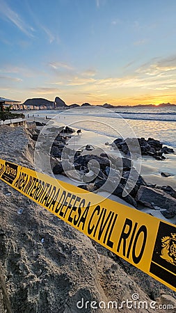 Sunrise at Copacabana Beach Stock Photo