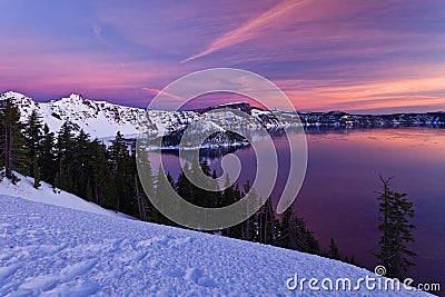 Sunrise at Crater Lake Stock Photo