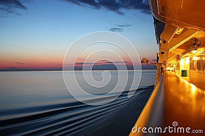 Sunrise on a cruise ship Stock Photo