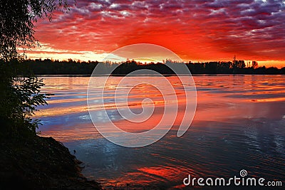 Sunrise on Danube Delta Roamania Stock Photo