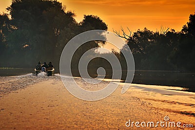 Sunrise on Danube Delta Roamania Stock Photo