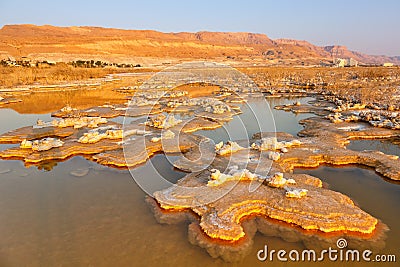 Sunrise at Dead Sea Israel landscape salt morning water nature Stock Photo