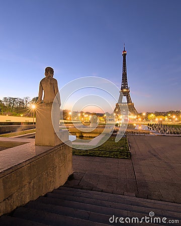 Sunrise on the Eiffel Tower Editorial Stock Photo